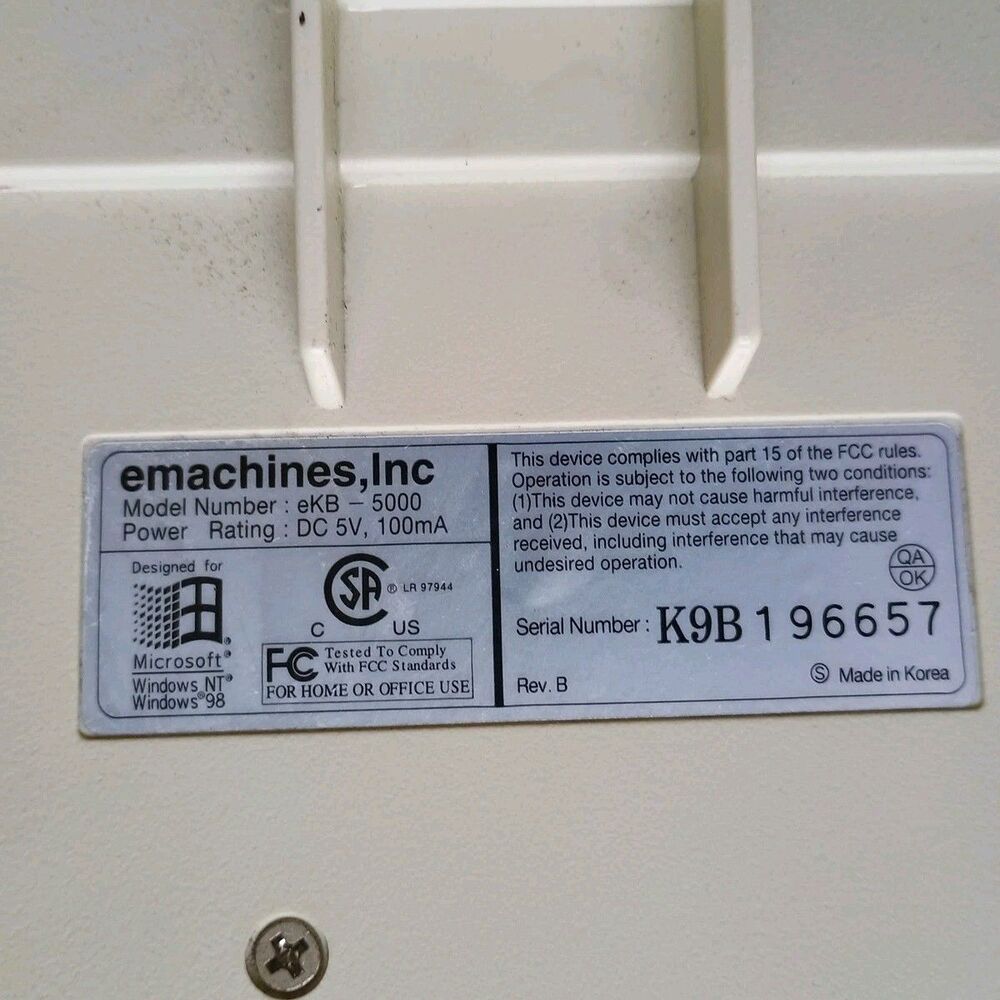 eMachines PS/2 Keyboard eKB-5001 Untested - Picture 6 of 6